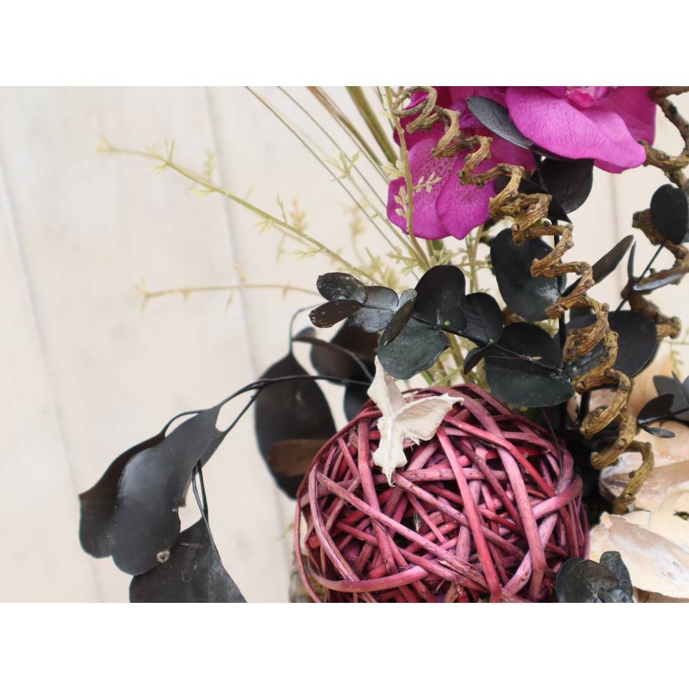 Tisch Gesteck Aufsteller Tischdeko lila Orchidee Wohndeko haltbar  Kunstblumendeko