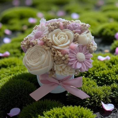 Kerzen Blumenstrauß Wachsblumen 