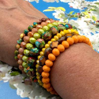 Buntes Perlenarmband Set – Boho Hippie Schmuck, stapelbar & Unikat, Geschenkidee Weihnachten