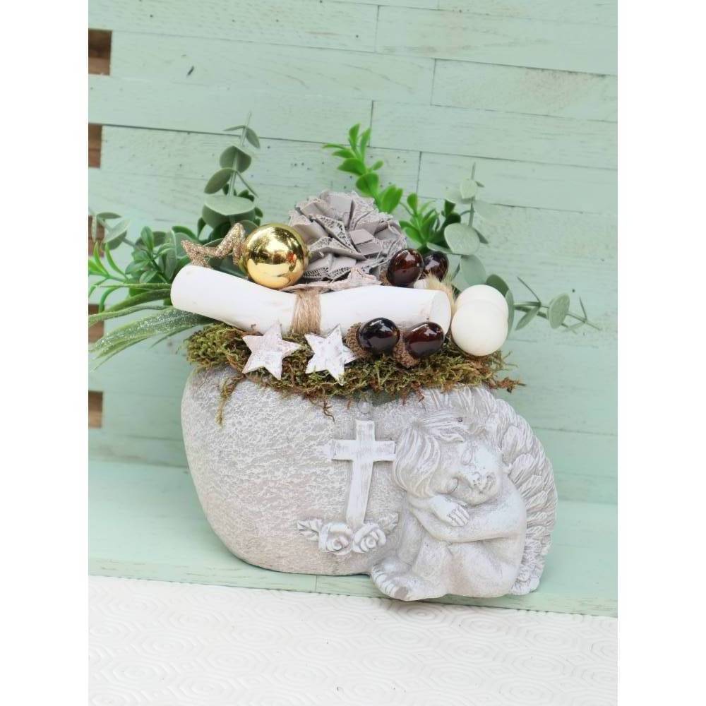 Grabgesteck Grabschale Engel Kreuz Grabschmuck Trauerfloristik Trauergesteck