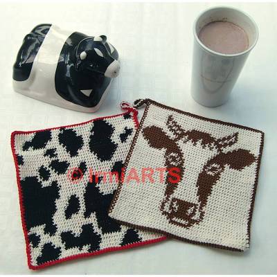 Doubleface-Häkelanleitung: Topflappen Kuh – PDF-Download, 2- oder 3-farbig