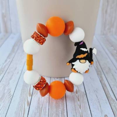 Handgemachter Halloween Cup-Charm – Tumbler-Anhänger & Schlüsselanhänger mit Silikonperlen