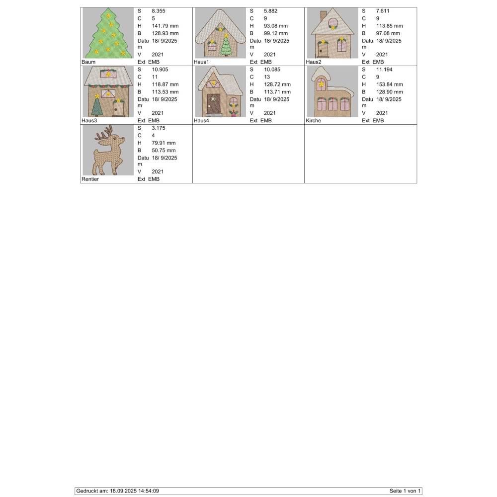 Stickdatei Winterdorf Weihnachten Lichthaus – Häuser, Tanne, Kirche & Rentier In the Hoop Set 2584 Bild 4
