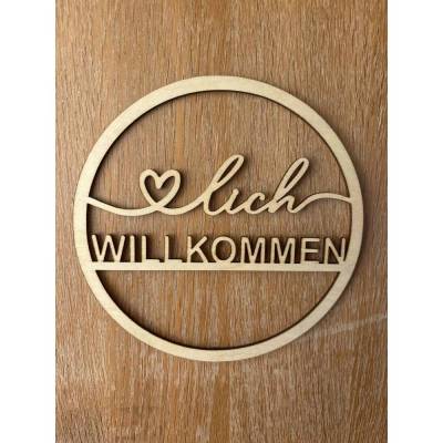 Türkranz, Türschild, Loop - "Herzlich Willkommen" Holz gelasert