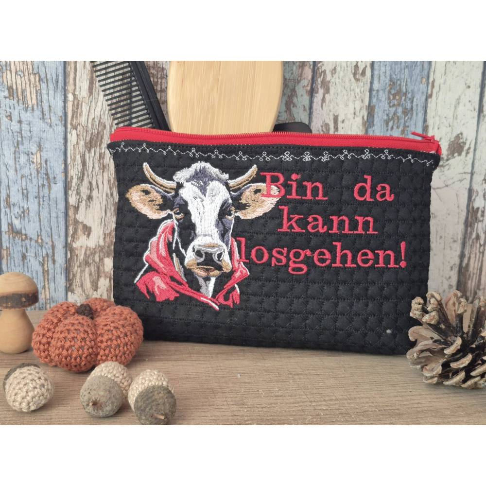 Kuh cool Lichteffekt Stickdatei 15x15cm bzw. 14x14cm– Lustiges Kuhmotiv im Hoodie für dunkle Stoffe Bild 10