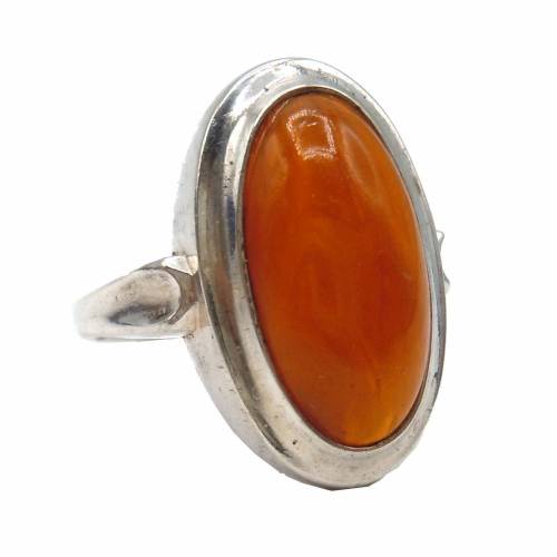 835 Silber Ring mit Butterscotch Bernstein Vintage RG 57 – Unikat Schmuckstück der 30er