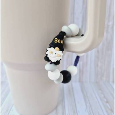 Handgemachter Halloween Cup-Charm – Tumbler-Anhänger & Schlüsselanhänger mit Silikonperlen
