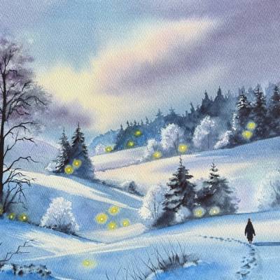 Original Aquarell "Magischer Spaziergang" | 41 x 31 cm