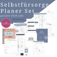 Selbstfürsorge lernen Set, Jahresplaner Bundle 141 Seiten zum ausdrucken inkl. u.a. Affirmationskarten, Mandalas, B
