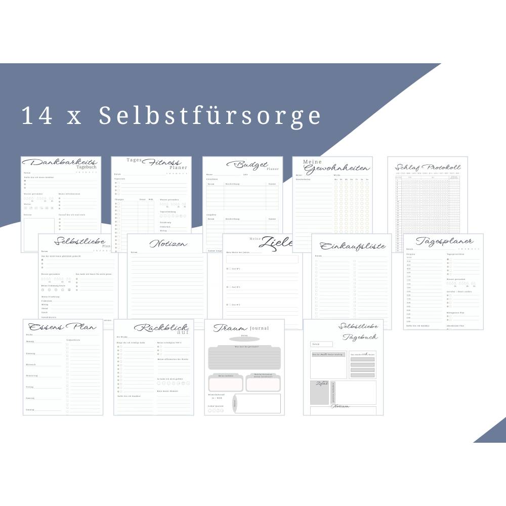 Selbstfürsorge lernen Set, Jahresplaner Bundle 141 Seiten zum ausdrucken inkl. u.a. Affirmationskarten, Mandalas, B Bild 5