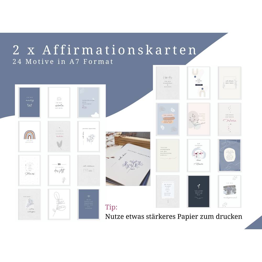 Selbstfürsorge lernen Set, Jahresplaner Bundle 141 Seiten zum ausdrucken inkl. u.a. Affirmationskarten, Mandalas, B Bild 7