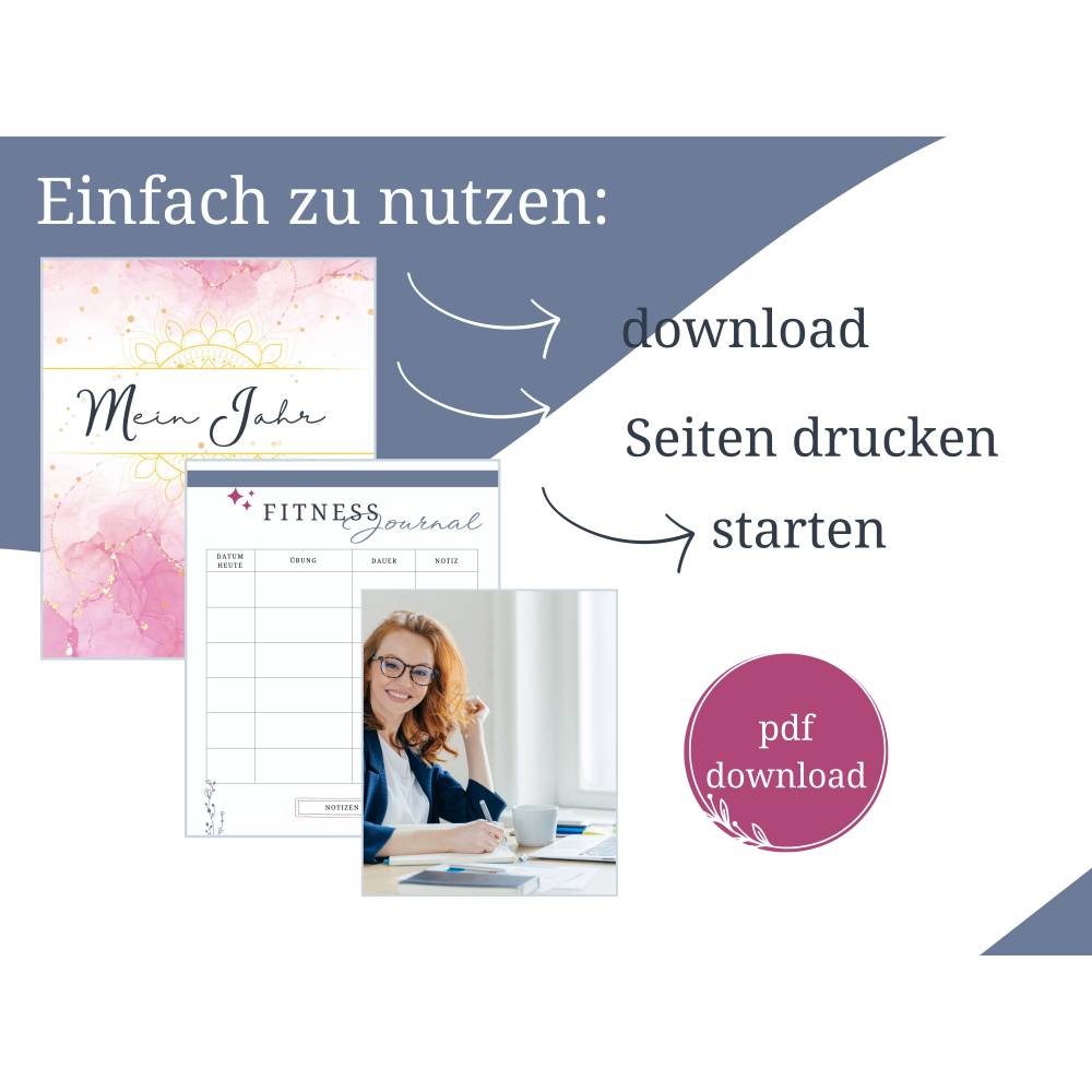 Selbstfürsorge lernen Set, Jahresplaner Bundle 141 Seiten zum ausdrucken inkl. u.a. Affirmationskarten, Mandalas, B Bild 9