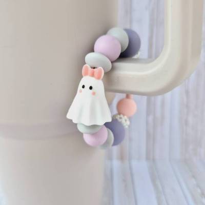 Handgemachter Halloween Cup-Charm – Tumbler-Anhänger & Schlüsselanhänger mit Silikonperlen