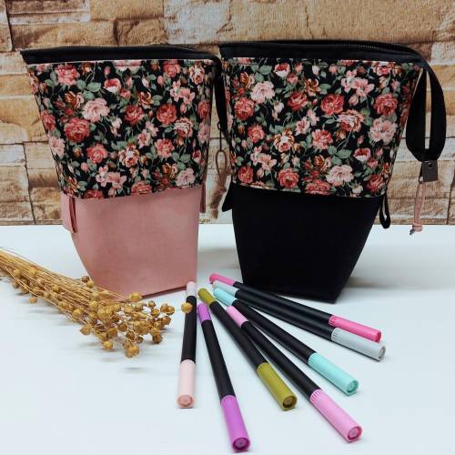Stiftemäppchen Stifteaufbewahrung Aufbewahrung für Utensilien Popup-Mäppchen Penilcase - romantische Rosen in zwei Farbe