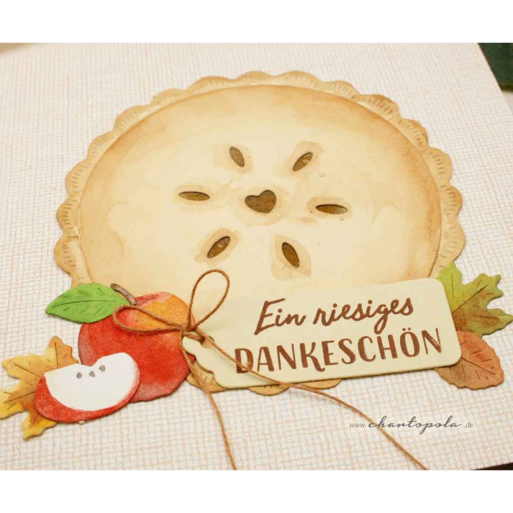 Dankeskarte „Apfelkuchen“ – Handgefertigte Grußkarte 14x14 cm mit Umschlag Bild 2