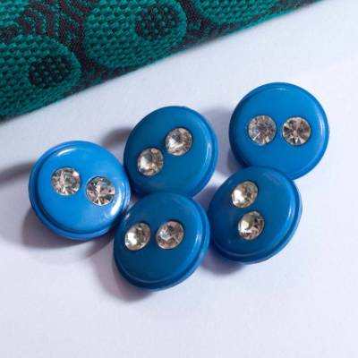 Vintage Knöpfe 20 blau Strass Kunststoffknöpfe 50er 60er Jahre alte Knöpfe Trödel Dings da