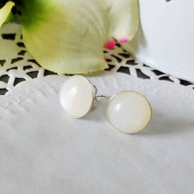 Ohrstecker 925 Silber mit natürlichem Mondstein Edelstein