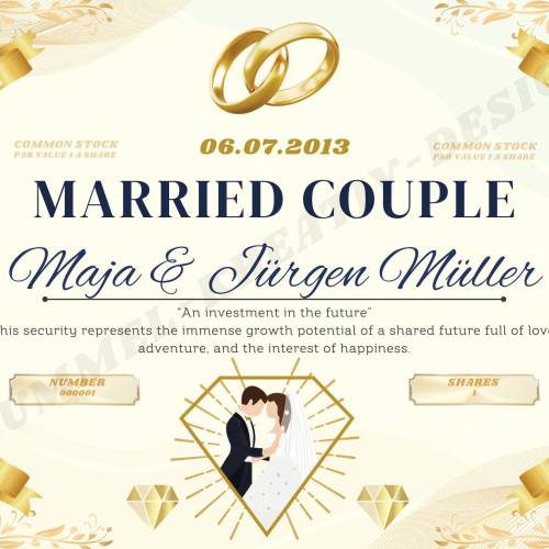 Personalized Wedding Stock Certificate, Personalisierte Hochzeitsaktie – Symbol für Liebe & Wachstum, Hochzeitsgeschenk,
