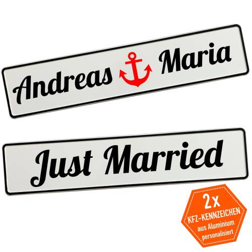 Hochzeitskennzeichen Kennzeichen Hochzeit mit Namen Deko Hochzeitsauto selbst gestalten Motiv Anker
