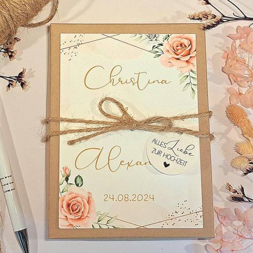 Personalisiertes Hochzeitsgeschenk – Romantische Geldgeschenkbox mit Rosenmotiv & Wunschtext