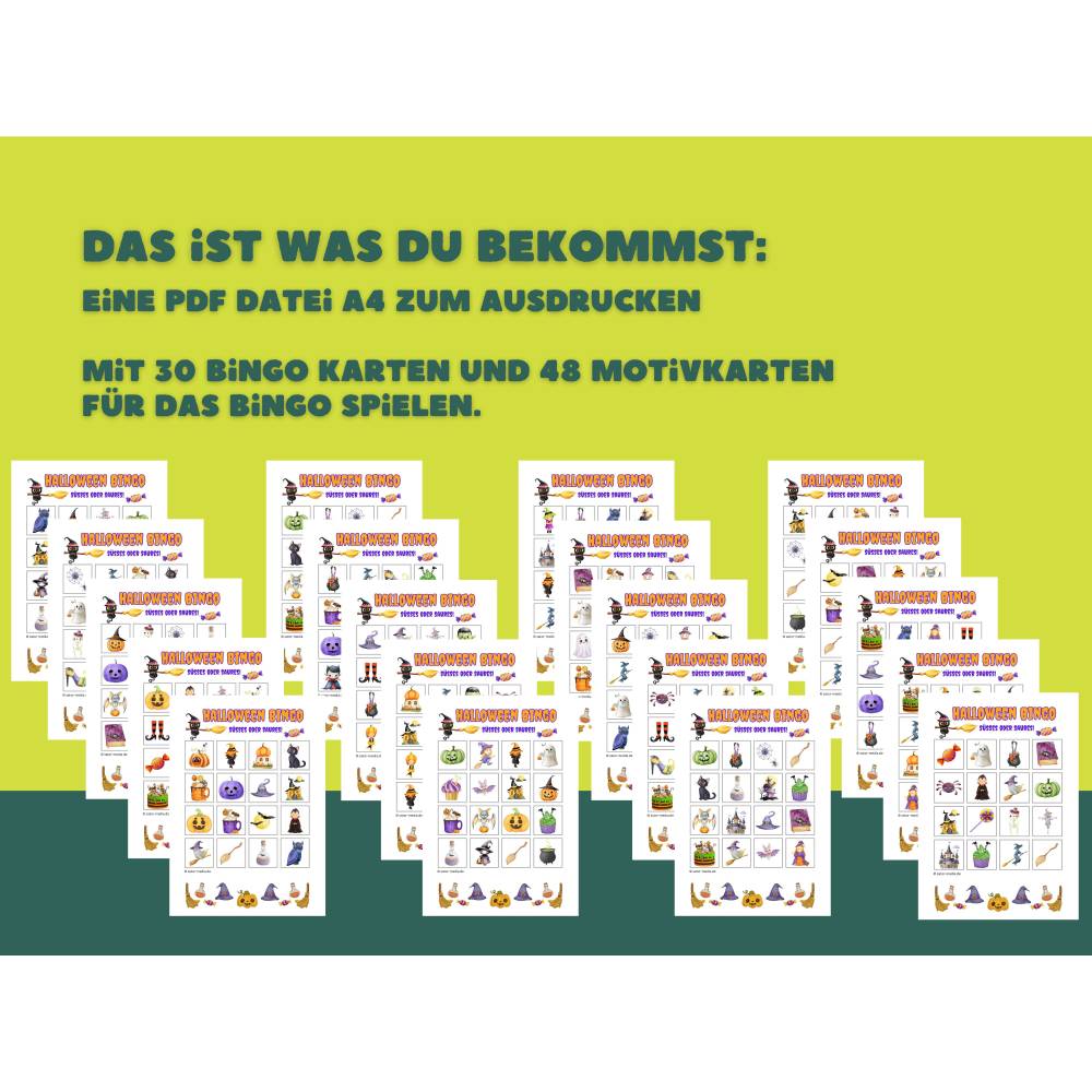 Halloween Bingo mit 30 Bingokarten ohne Gruselfaktor Bild 2