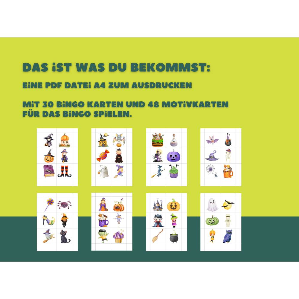 Halloween Bingo mit 30 Bingokarten ohne Gruselfaktor Bild 3