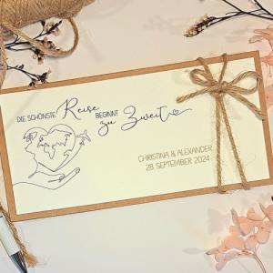Personalisierte Hochzeitskarte für Reiseliebhaber – Geldgeschenk & Gutschein stilvoll verpacken