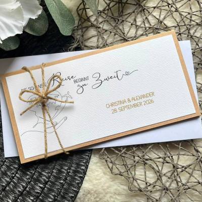Hochzeitskarte personalisiert für Flitterwochen – Glückwunschkarte zur Hochzeit für Geldgeschenk & Gutschein