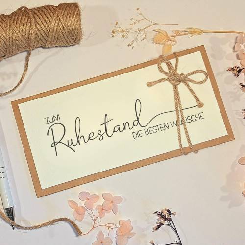 Glückwunschkarte Ruhestand – Minimalistische Karte zum Abschied & Rente | Handgemacht