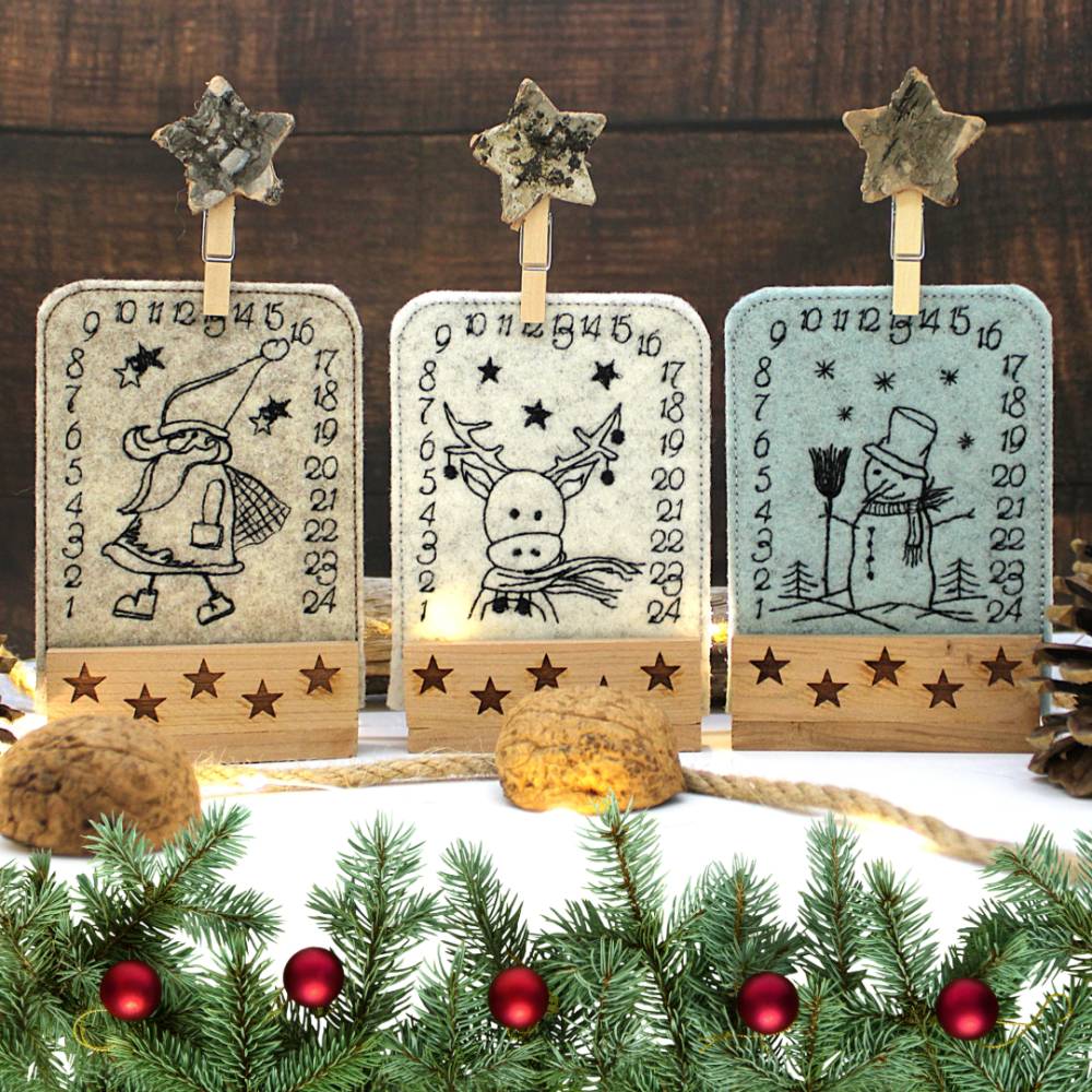 Stickdatei ITH Adventskalender 10x10cm Tischadventskalender togo Weihnachten Advent Bild 1