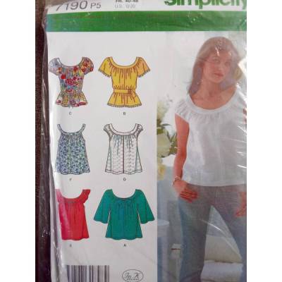Schnittmuster Oberteil – 6 Varianten Simplicity 7190 P5, 38 - 46, Damenoberteil Mehrgrößenschnitt
