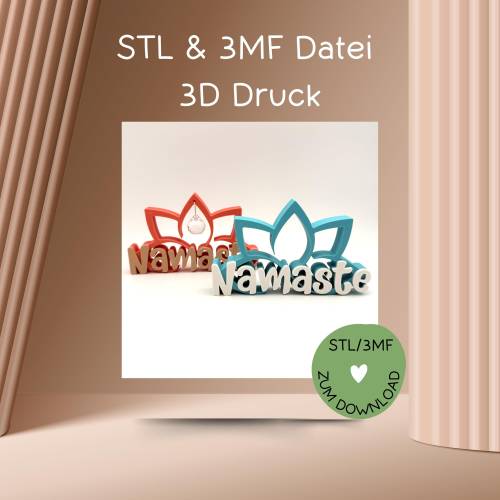 Schiftzug NAMASTE, Digitale Datei, 3D-Druckdatei, STL bzw. 3MF-Format, Namasté