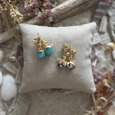 Ohrringe „Hexagon“ - Edelstahl-Ohrstecker mit Natursteinen