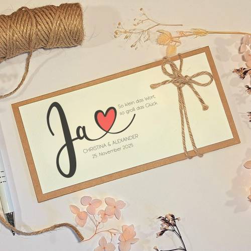 Personalisierte Hochzeitskarte mit Herz & Vintage-Design – Glückwunschkarte zur Hochzeit mit Namen & Datum