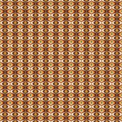 Geschenkpapier 60er Ogee, 10 kleine Bogen mit Ovalen und Wellen in Braun-Grün-Farbtönen