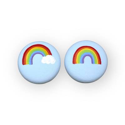Handbemalte Möbelknäufe Regenbogen – Bunte Kinderzimmer Möbelgriffe aus Holz