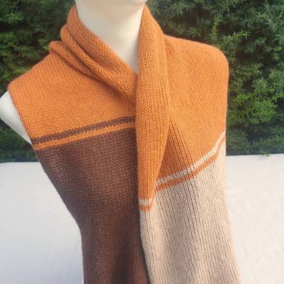Gestrickter Damenschal mit Alpaka – Braun, Ocker & Beige – Weich, Warm –  für alle Jahreszeiten