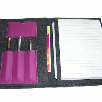 Organizer inkl. Din A5 Block aus Merino Wollfilz + Leder | mit optionalem Vorderfach | individuell, handgemacht