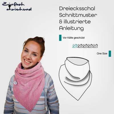 Schnittmuster Dreieckstuch in Loopschalform, kuschelig, schnell genäht, für Anfänger, Resteverwertung