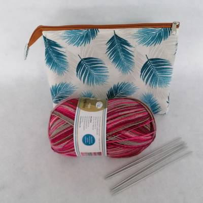 Projekttasche Baumwolle mit Reißverschluss & Innenfächern – waschbar, ideal für Handarbeit und Hobby