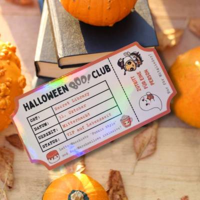Magnetisches Lesezeichen – „Halloween Boo-Club“ | Halloween Lesezeichen klappbar in Form einer Clubkarte