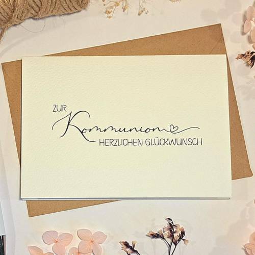 Minimalistische Glückwunschkarte zur Kommunion – Edle Klappkarte A6 mit Umschlag | Erstkommunion Geschenkkarte