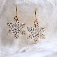 Goldene Stern Ohrringe – Winterlicher Ohrschmuck glitzernd