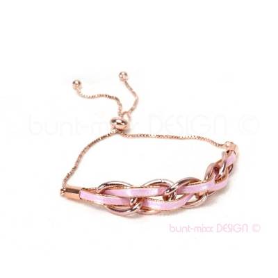 Armband rosa rosé rosegold farbe Schiebeverschluß Länge Auswahl verstellbar, handmade BuntMixxDESIGN