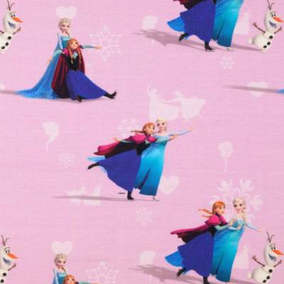 Rest:1,2 m x 1,5m Jersey Eiskönigin Elsa  rosa Oeko-Tex Standard 100 (1m/18,33€)
