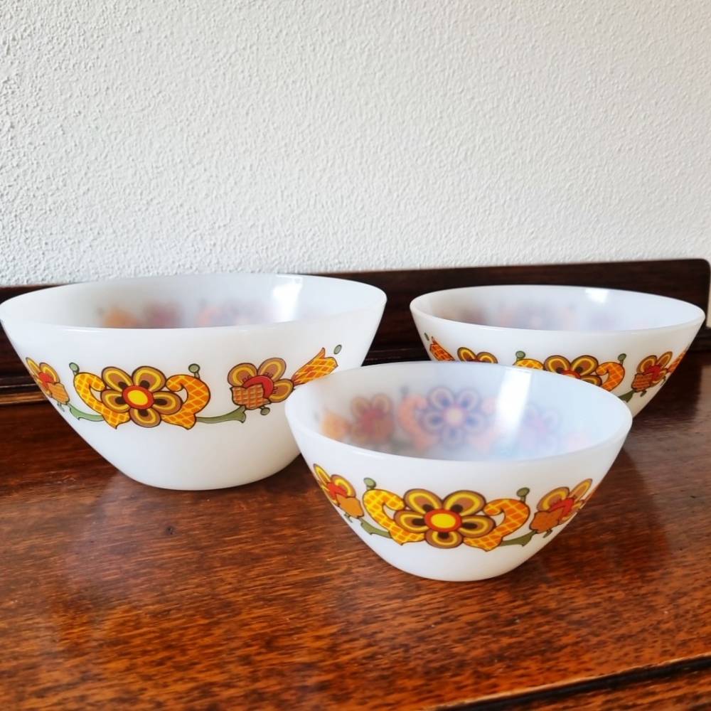 Vintage GLASSCHÜSSELN, 3er Set - 70er Jahre