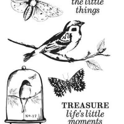 Clearstamp, Kaisercraft, Anthology, Vogel, Schmetterling, Sprüche, CS328