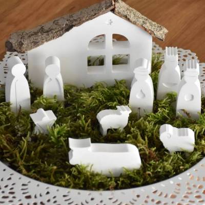 Moderne Weihnachtskrippe handgegossen aus Raysin200 – Geschenkidee & Deko für Weihnachten