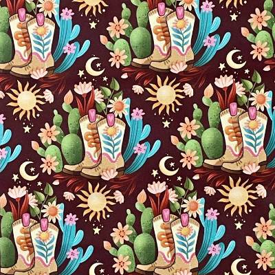 Bio Canvas Western Fairy Tales Cowgirl in der Trendfarbe burgundy von Albstoffe & Hamburger Liebe