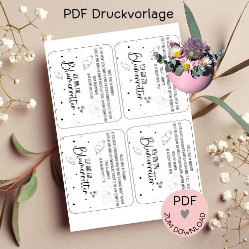 Tütenklappe "Blumenretter/Kugel", Digitale Datei, PDF-Druckvorlage, für kleine Geschenke etc.